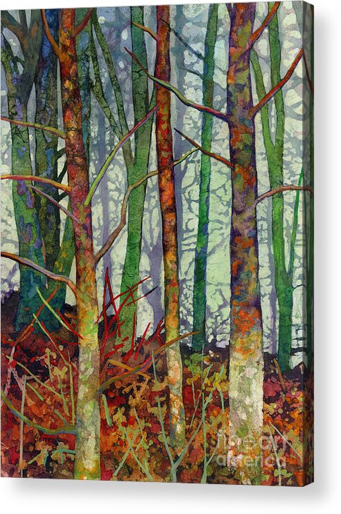 Abstract Forest Acrylic Print featuring the painting Whispering Forest by Hailey E Herrera