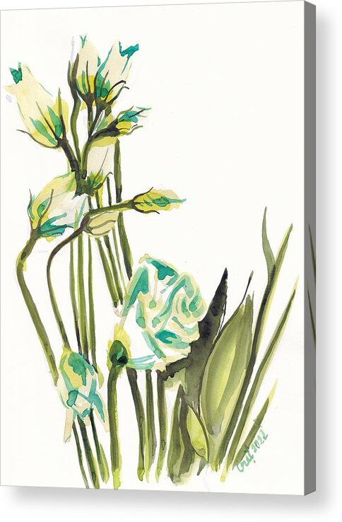 Flower Acrylic Print featuring the painting White Flowers by George Cret