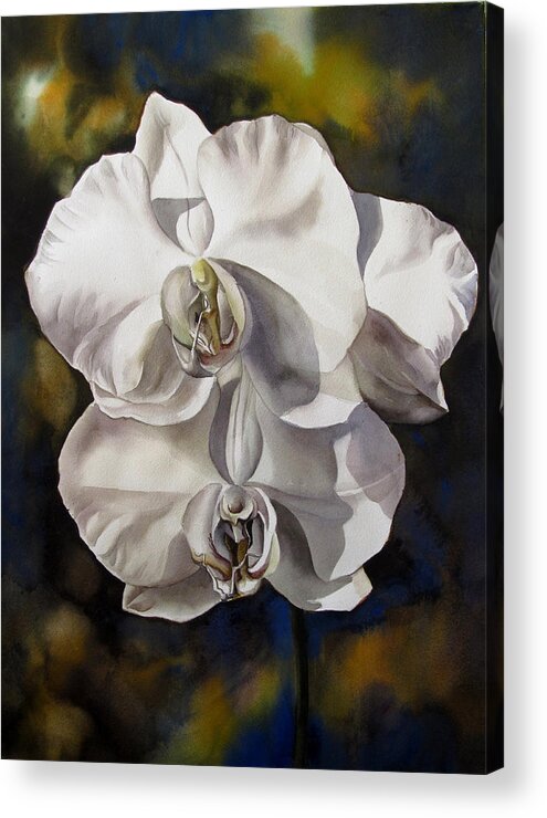 Garden Acrylic Print featuring the painting White Orchids by Alfred Ng