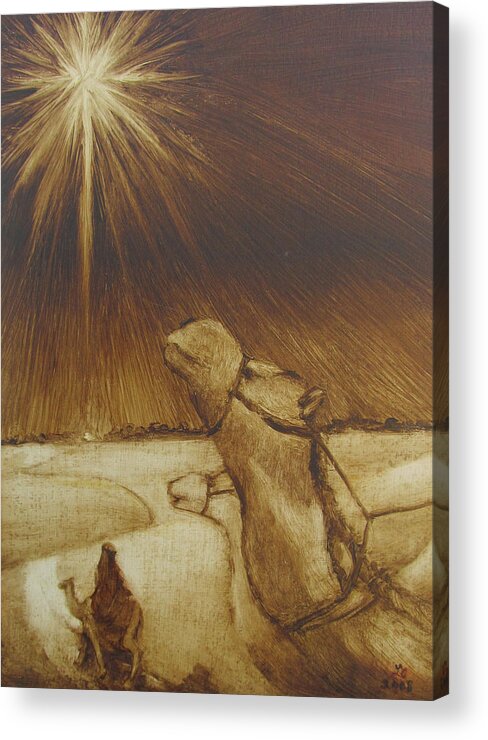 Camel Acrylic Print featuring the painting Why Would Wisemen Follow a Star?   by Linda Anderson