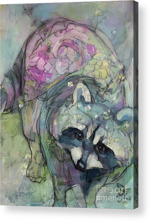 Raccoon Acrylic Print featuring the painting Wildflower by Kimberly Santini
