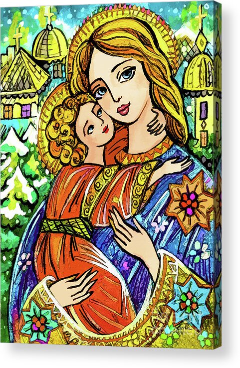 Mother And Child Acrylic Print featuring the painting Winter Church by Eva Campbell