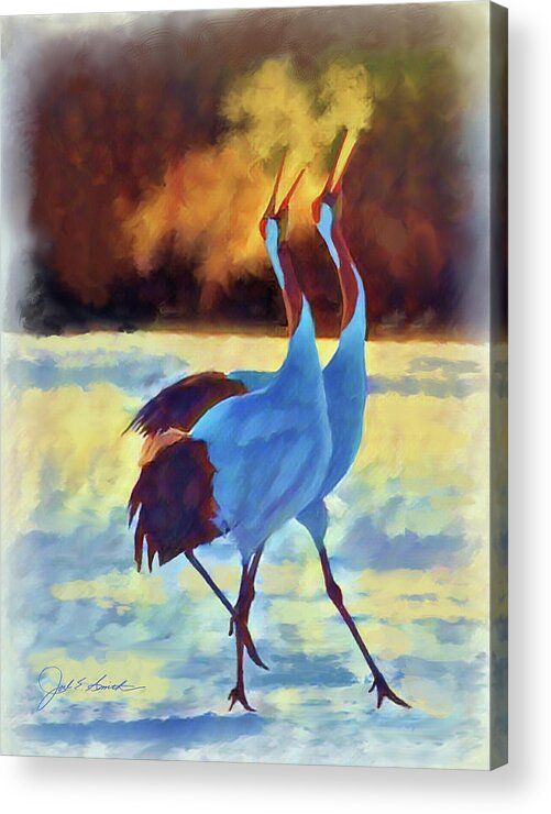Cranes Acrylic Print featuring the painting Winters Breath by Joel Smith