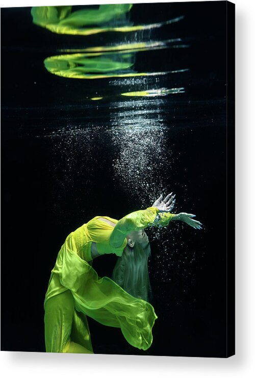 Underwater Acrylic Print featuring the photograph Yellow Mermaid by Gemma Silvestre