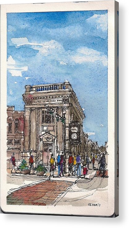 Tim Oliver Acrylic Print featuring the mixed media Denton County National Bank by Tim Oliver