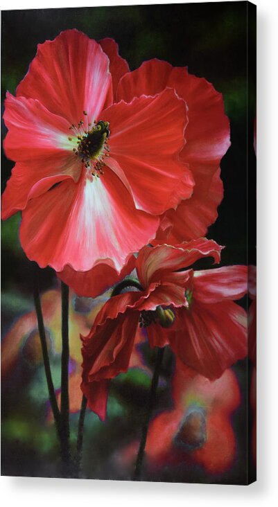 Flowers Acrylic Print featuring the painting Red Himalayan Poppy by Lynne Pittard
