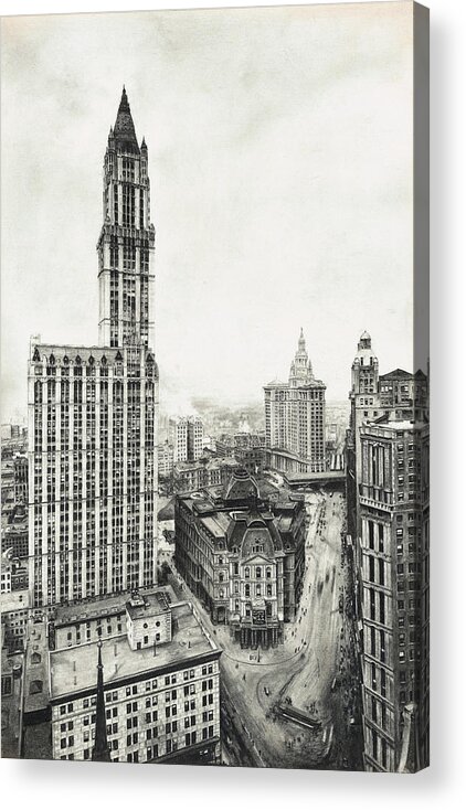 Woolworth Building Acrylic Print featuring the drawing Woolworth Building by Richard Barone
