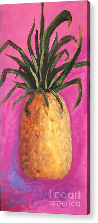 Pineapple Acrylic Print featuring the painting Hot Pink Pineapple by Patricia Piffath