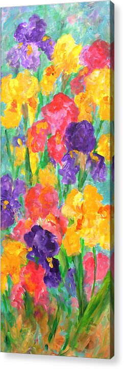 Iris Acrylic Print featuring the painting Iris Garden by Sally Quillin
