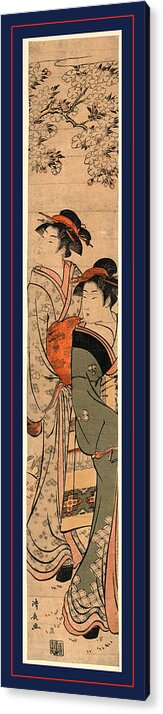 1752-1815 Acrylic Print featuring the drawing Ouka No Nibijin, Two Beauties Under A Cherry Tree by Torii, Kiyonaga (1752-1815), Japanese