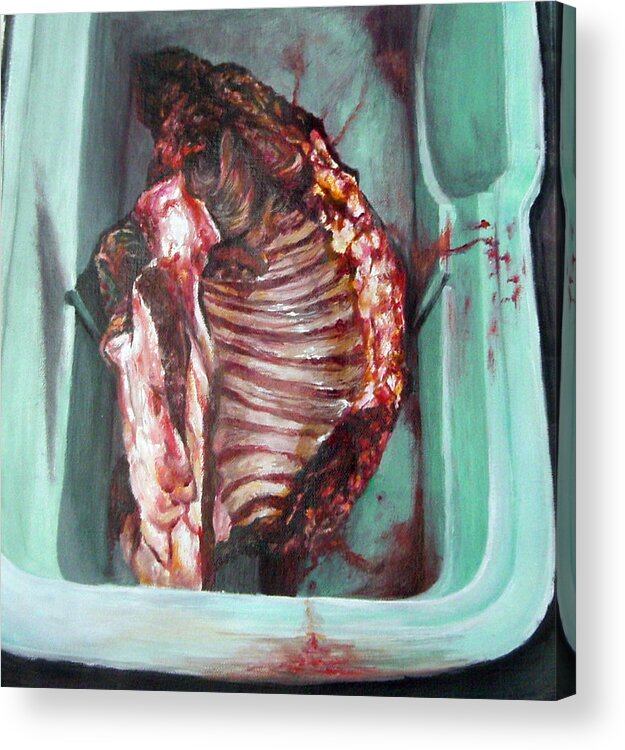 Still Life Acrylic Print featuring the painting  Meat by John Edwe