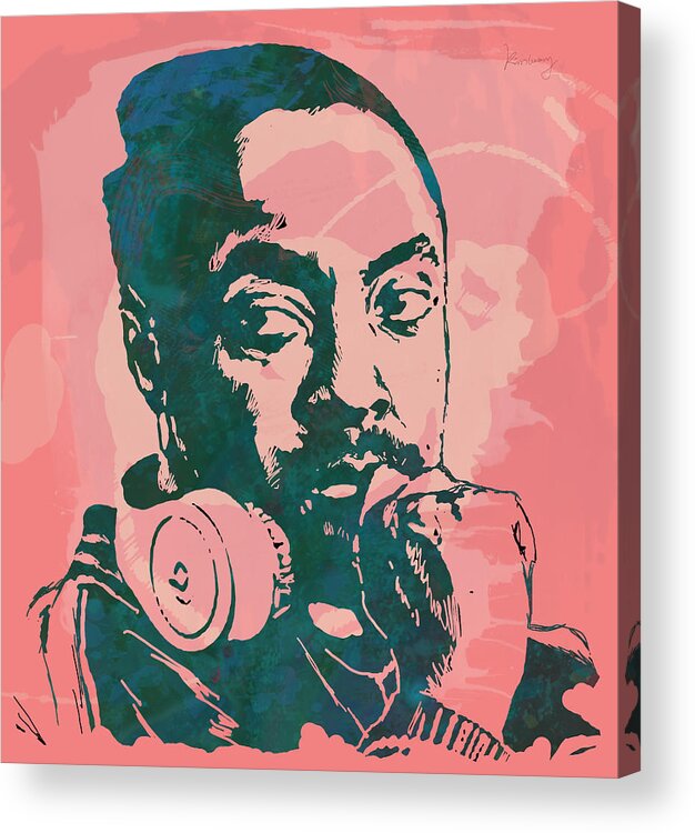William Adams Acrylic Print featuring the drawing Will.I.Am - Stylised Etching Pop Art Poster #1 by Kim Wang