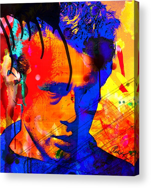 James Dean Acrylic Print featuring the painting 48x43 James Dean Hollywood Star - Huge Signed Art Abstract Paintings Modern www.splashyartist.com by Robert R Splashy Art Abstract Paintings