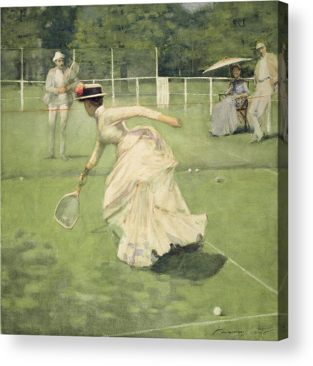 Tennis Game Acrylic Print featuring the drawing A Rally, 1885 by John Lavery