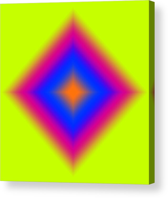 Abstract Acrylic Print featuring the digital art Abstract Diamond on Lime by Karen Nicholson