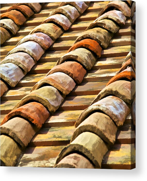 Abstract Acrylic Print featuring the photograph Aged Terracotta Roof Tiles II by David Letts