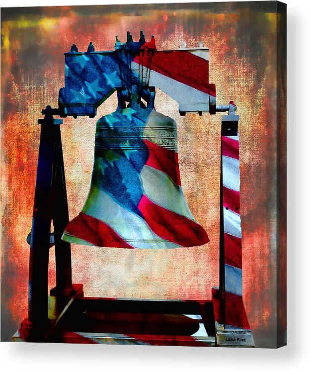Liberty Bell Acrylic Print featuring the mixed media Liberty Bell Art Smooth All American Series by Lesa Fine