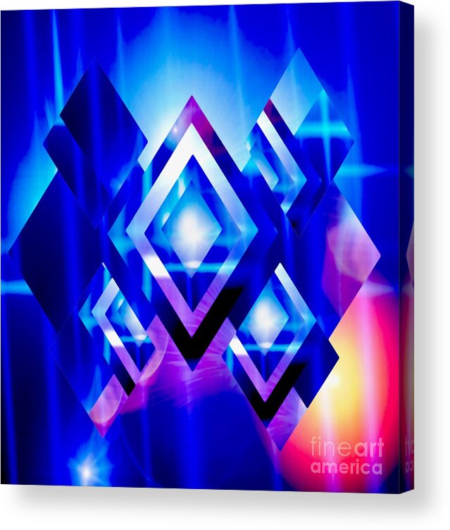 Digital Art Graphics Look Into The Blue All Dark Prints Acrylic Print featuring the digital art Blue Diamonds by Gayle Price Thomas