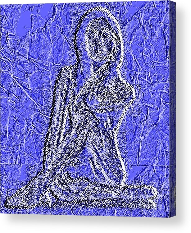 Blue Acrylic Print featuring the painting Blue Madonna by PainterArtist FIN
