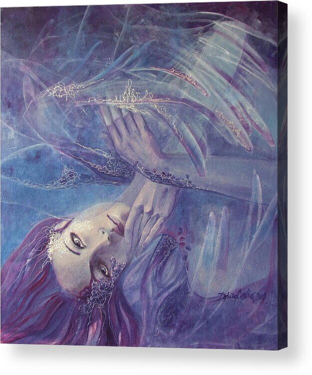 Lace Acrylic Print featuring the painting Broken wings by Dorina Costras