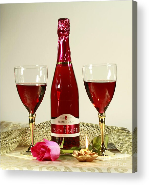 Celebrate With Sparkling Rose Wine Acrylic Print featuring the photograph Celebrate with Sparkling Rose Wine by Inspired Nature Photography Fine Art Photography
