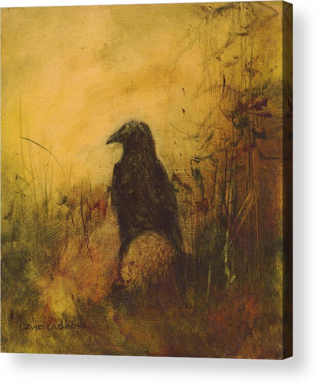 Crow Acrylic Print featuring the painting Crow 7 by David Ladmore