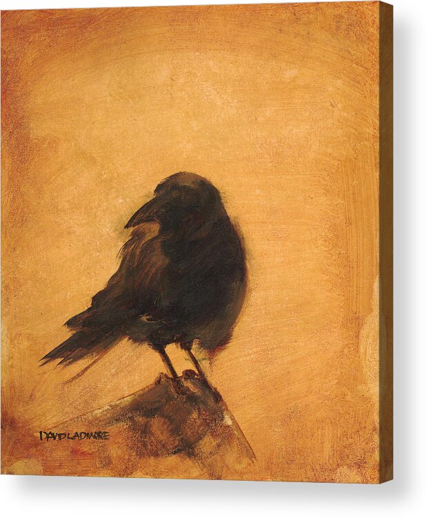 Crow Acrylic Print featuring the painting Crow 9 by David Ladmore