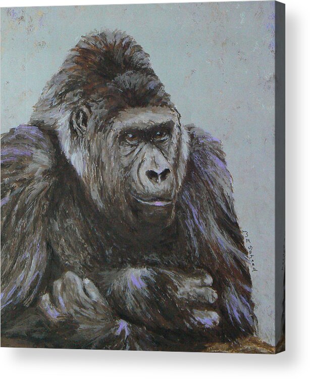 Gorilla Acrylic Print featuring the painting Dreaming of Dinner by Margaret Saheed