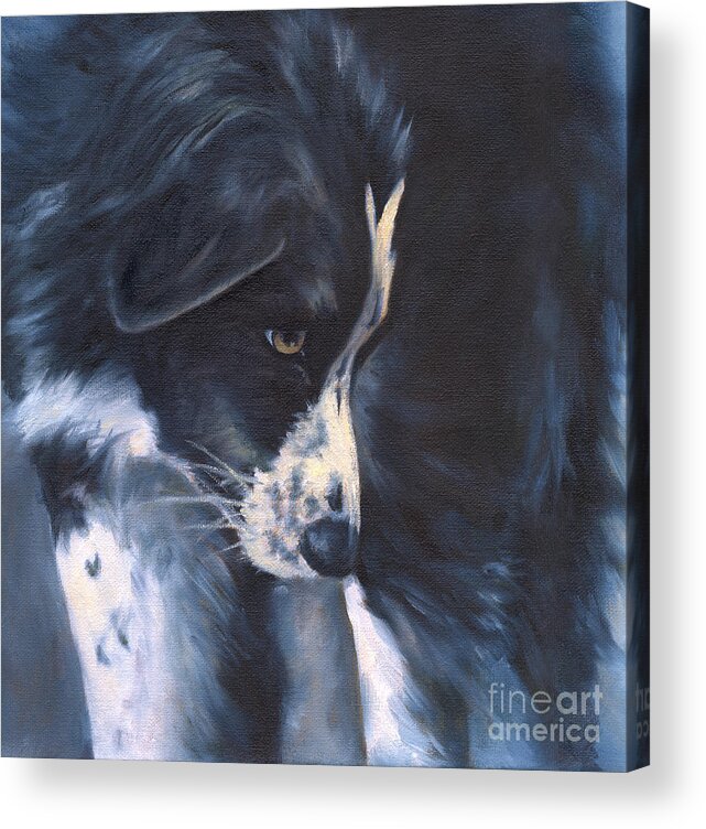 Dog Acrylic Print featuring the painting Fascinated by Linda Shantz