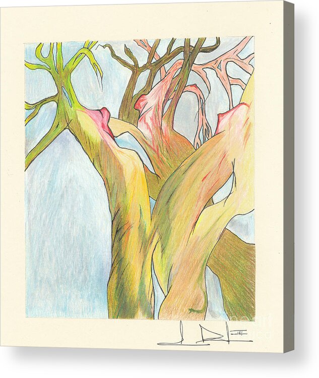 Exotica Acrylic Print featuring the painting Fine Line Trees by George D Gordon III