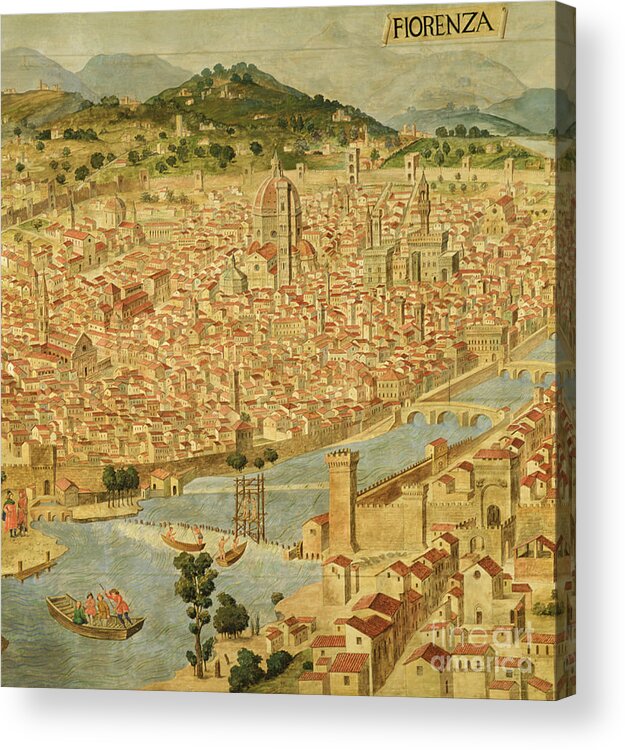 City Acrylic Print featuring the painting Florence Carta della Catena by Italian School