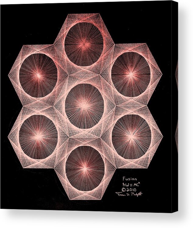 Fusion Acrylic Print featuring the drawing Fractal Fusion hw Equals mc squared by Jason Padgett