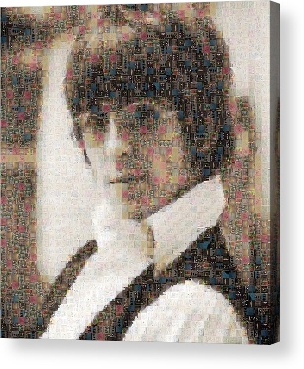 Beatles Acrylic Print featuring the digital art George Harrison Mosaic Image 2 by Steve Kearns