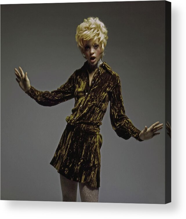 Fashion Acrylic Print featuring the photograph Goldie Hawn Wearing Weber Originals by Bert Stern
