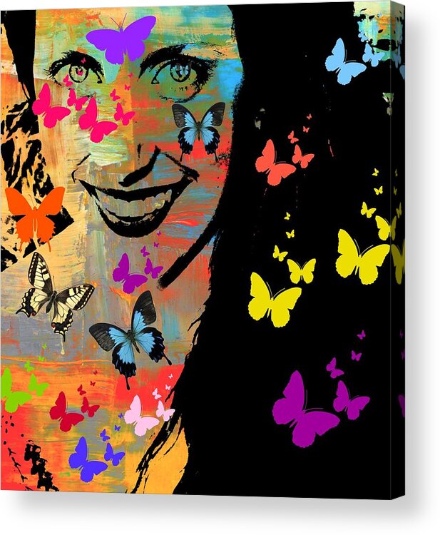 Girl Acrylic Print featuring the photograph Groovy Butterfly Gal by Kathy Barney