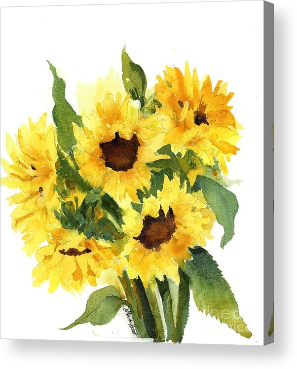 Sunflower Acrylic Print featuring the painting You Are My Sunshine by Maria Hunt