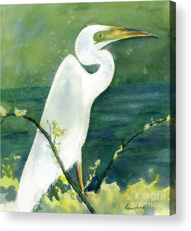 Egret Acrylic Print featuring the painting Lady-in-Waiting II by Maria Hunt