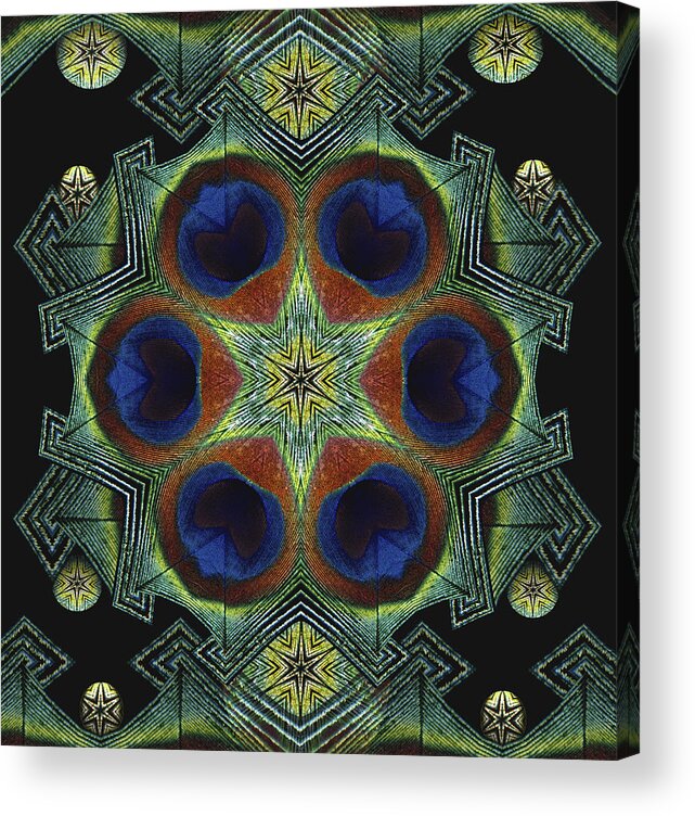 Mandala Acrylic Print featuring the digital art Mandala Peacock by Nancy Griswold