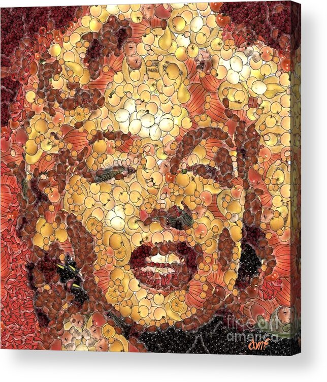 Portraits Acrylic Print featuring the painting Marilyn Monroe on the way of Arcimboldo by Dragica Micki Fortuna