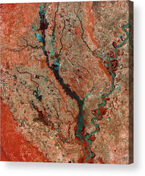 Satellite Acrylic Print featuring the photograph Mississippi River by Mda Information Systems/science Photo Library