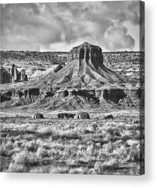  Monument Valley Photographs Acrylic Print featuring the photograph Monument Valley 7 BW by Ron White