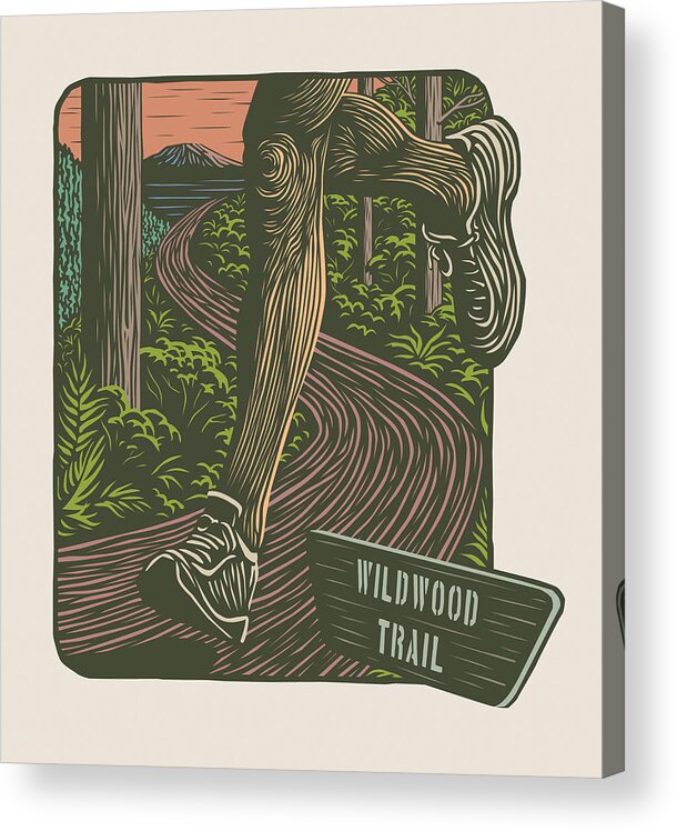 Wildwood Trail Acrylic Print featuring the digital art Morning Run on The Wildwood Trail by Mitch Frey
