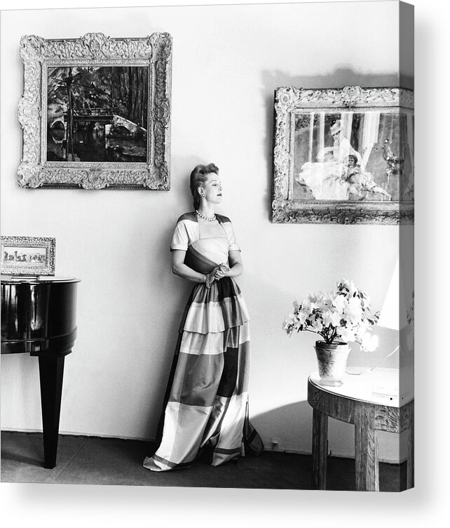 Fashion Acrylic Print featuring the photograph Mrs. James F. Marvane Wearing A Surah by Horst P. Horst