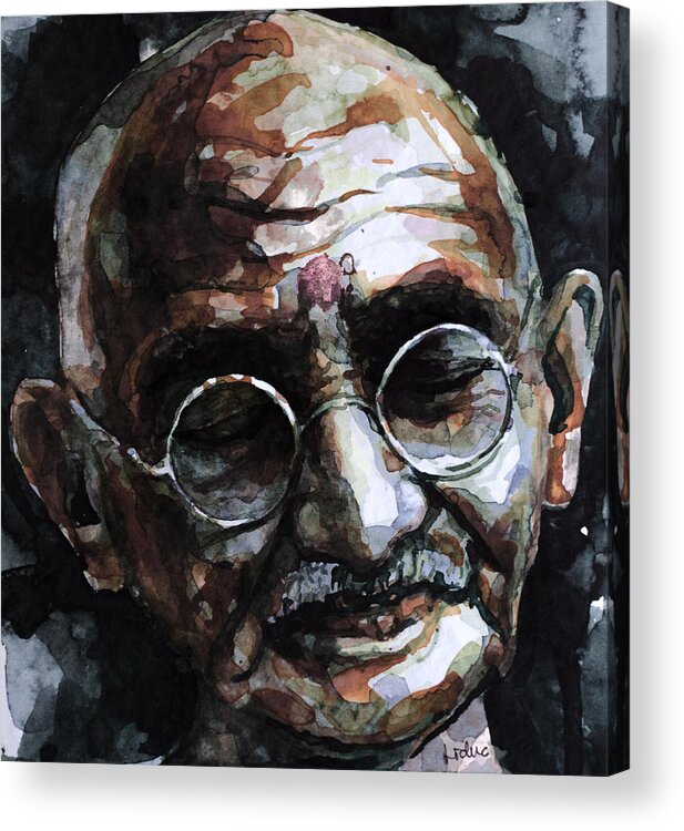 Gandhi Acrylic Print featuring the painting My Life is My Message by Laur Iduc