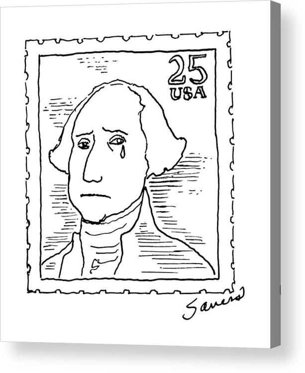 No Caption
25 Stamp With Picture Of George Washington Acrylic Print featuring the drawing New Yorker April 4th, 1988 by Charles Sauers