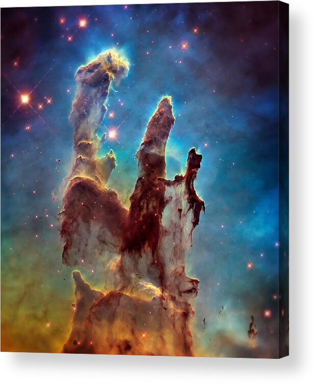 Pillars Of Creation Acrylic Print featuring the photograph Pillars of Creation in High Definition - Eagle Nebula by Jennifer Rondinelli Reilly - Fine Art Photography