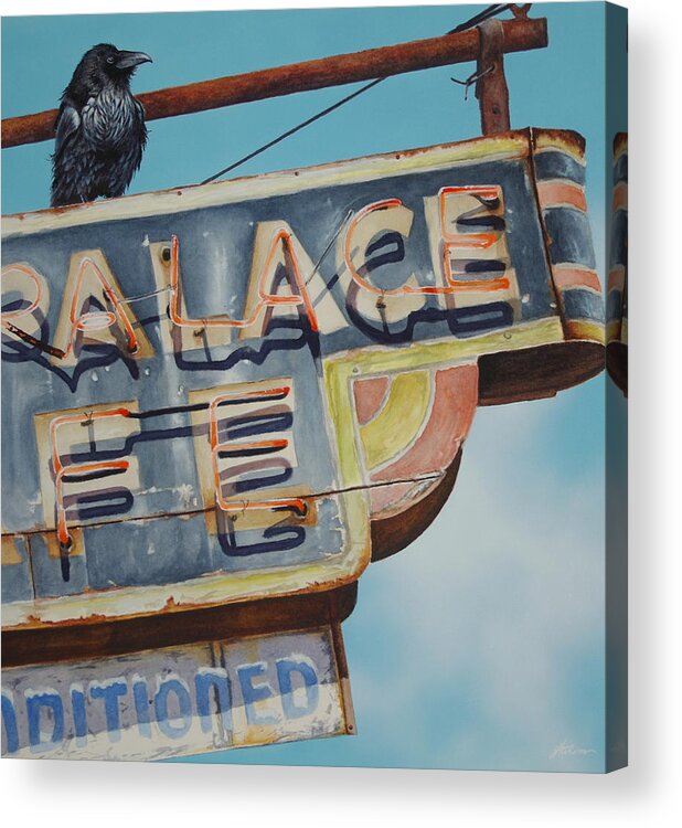  Acrylic Print featuring the painting Raven and Palace by Greg and Linda Halom