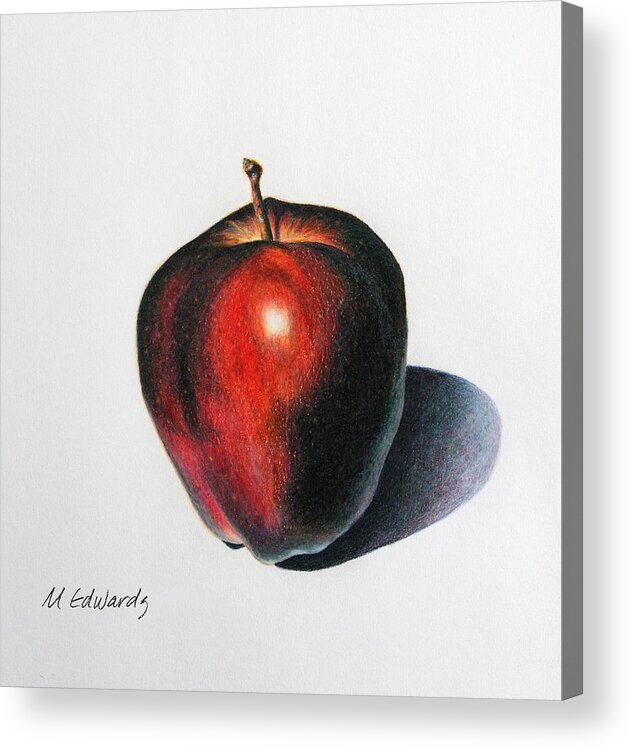 Apple Acrylic Print featuring the drawing Red Delicious Apple by Marna Edwards Flavell