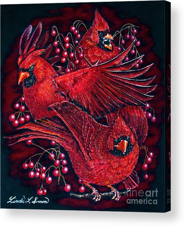  Linda Simon Acrylic Print featuring the painting Reds by Linda Simon