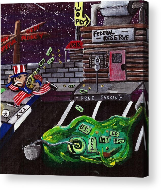 Parody Acrylic Print featuring the painting Take The Money And Run by Corey Holland